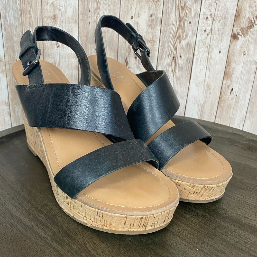 Franco Sarto Cadelle Strappy Wedge Leather Sandal Size 8.5 Women